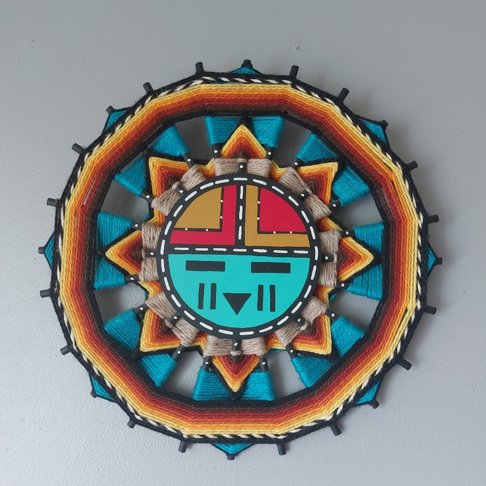Vintage Hopi Dawa Sun God woven wall hanging Hopi tribe Arizona